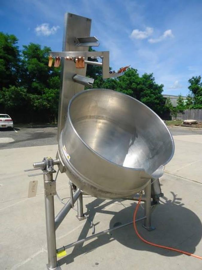 Used 150 Gallon 316 Stainless Steel Tilt Ketle With Scraper Agitation, 125psi Jacket