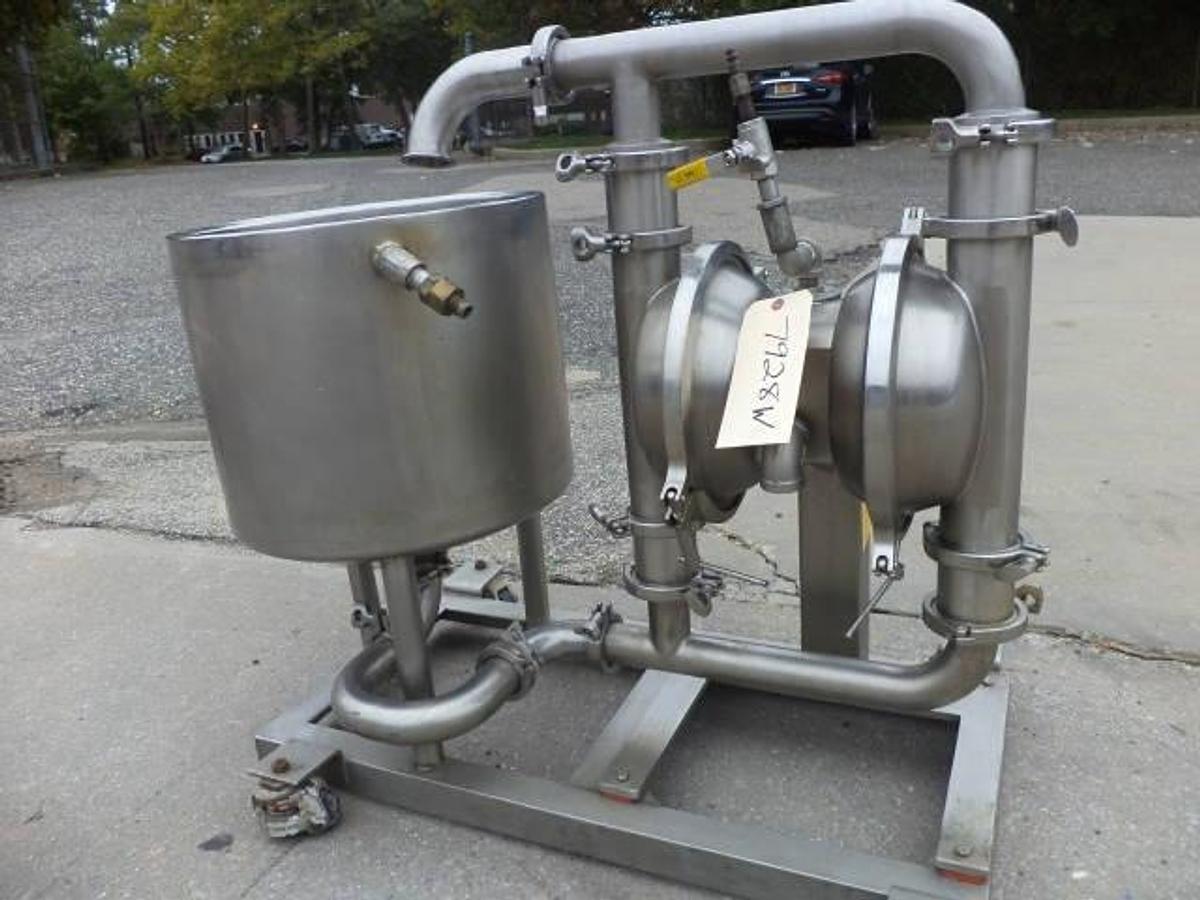 Used Murzan 2X2 316 Stainless Steel Sanitary Double Diaphragm Pump With Jacketed Tank