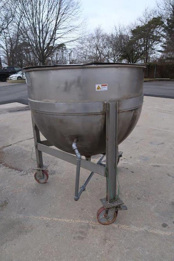 Used 200 Gallon Stainless Steel Jacketed Hemispherical Kettle, Portable
