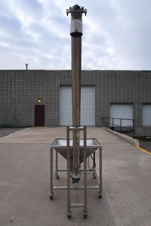 Used Inclined Stainless Steel Screw Feeder/Conveyor, with Vibratory Hopper