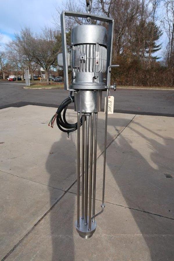 Used 5HP Stainless Steel Homogenizing Mixer, 40 In. Long Shaft
