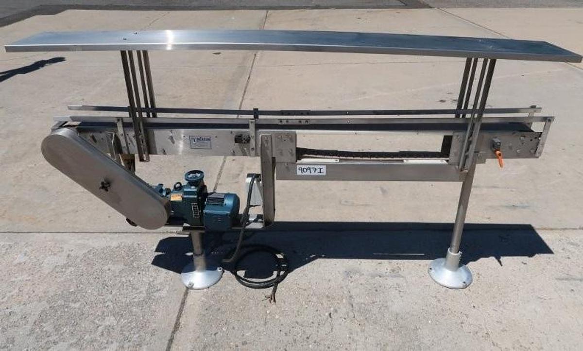 Used Nercon Engineering SS Bottle Conveyor, 3-1/4 In. Wide X 93 In. Long