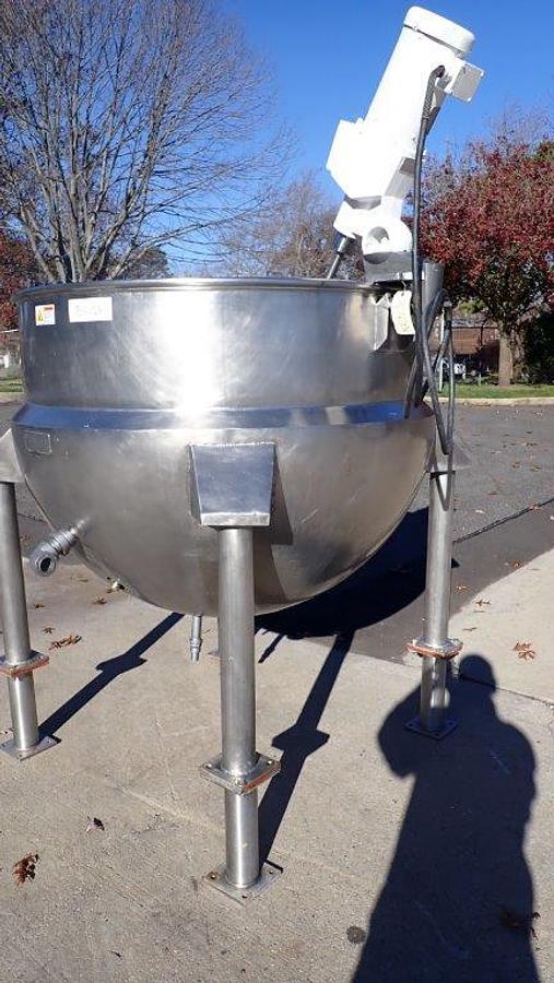 Used 250 Gallon Lee 316 SS Hemispherical Kettle, 90 PSI