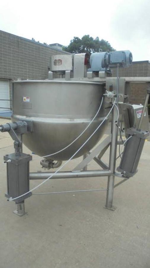 Used 300 Gallon Lee Stainless Jacketed Double Motion Tilt Kettle, Scraped Surface Agitation