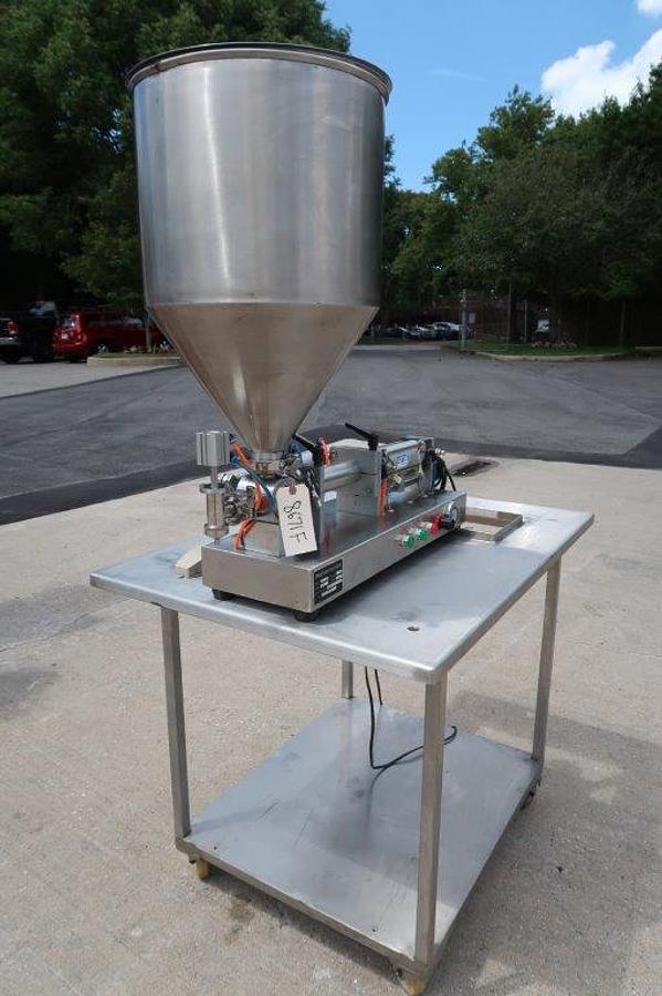 Used GPTG Tabletop Air Operated Semi-Automatic Piston Filler, 250mL Maximum Fill