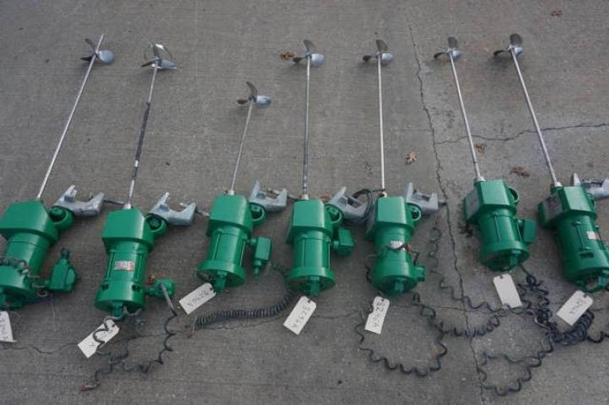 Used Lightnin 3/4 HP Clamp On Geared Down Prop Mixers, (6)