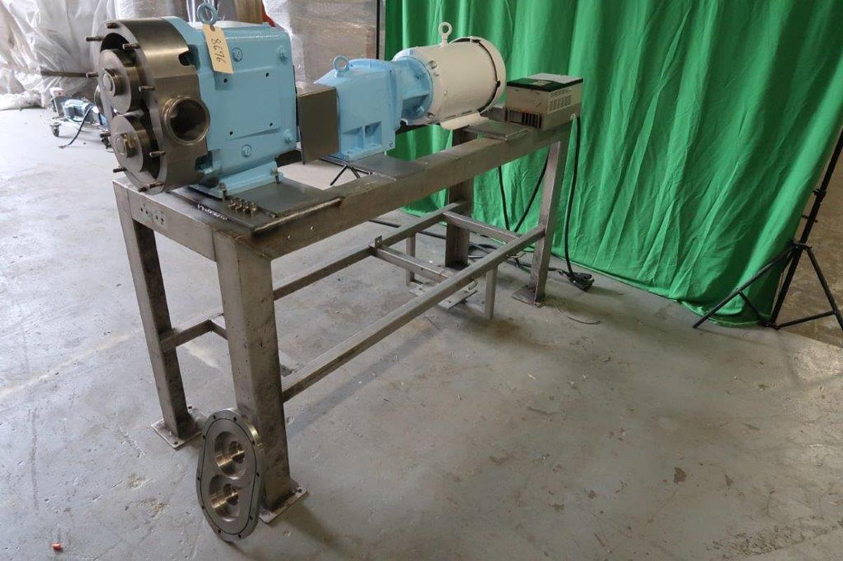 Used Waukesha Model 220 SS Positive Displacement Pump, 4 In.Tri-Clamp Ports, 15 HP Varispeed