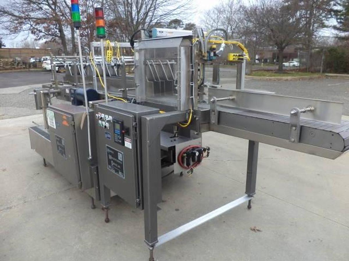 Used Hamrick Model 360 Drop Type Case Packer, Stainless Steel Cabinetry
