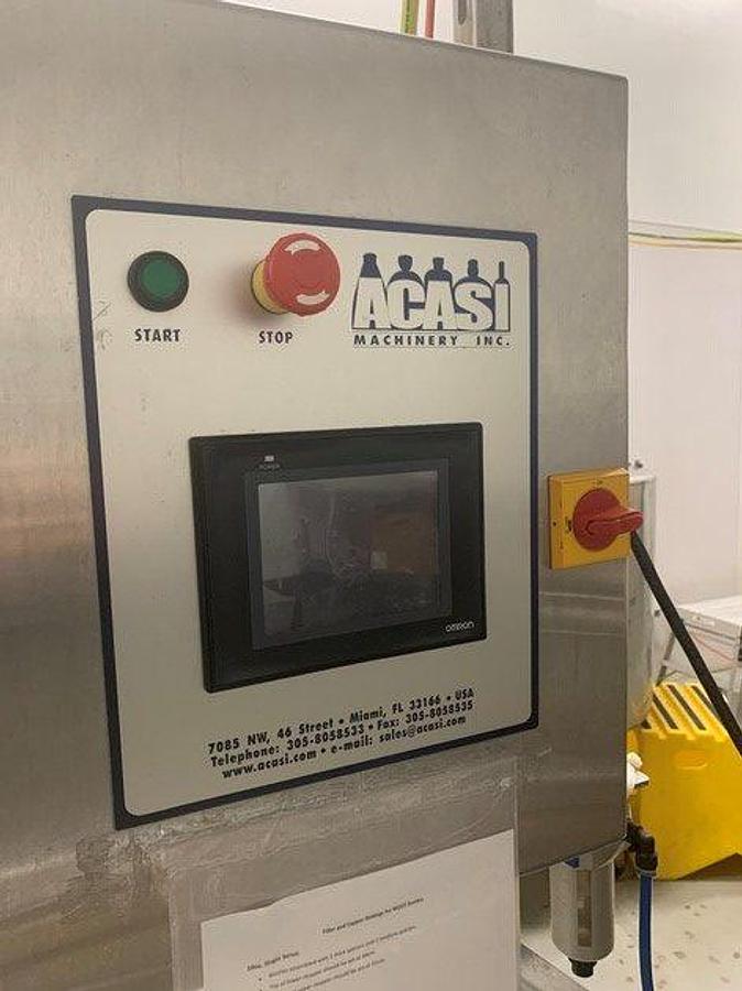Used Acasi Eight Head Straight Line Automatic Pressure OverFlow Filling Machine With Screw Capper