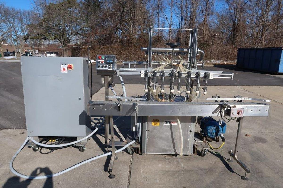 Used MRM/Elgin 8-Head Straightline Overflow Filling Machine