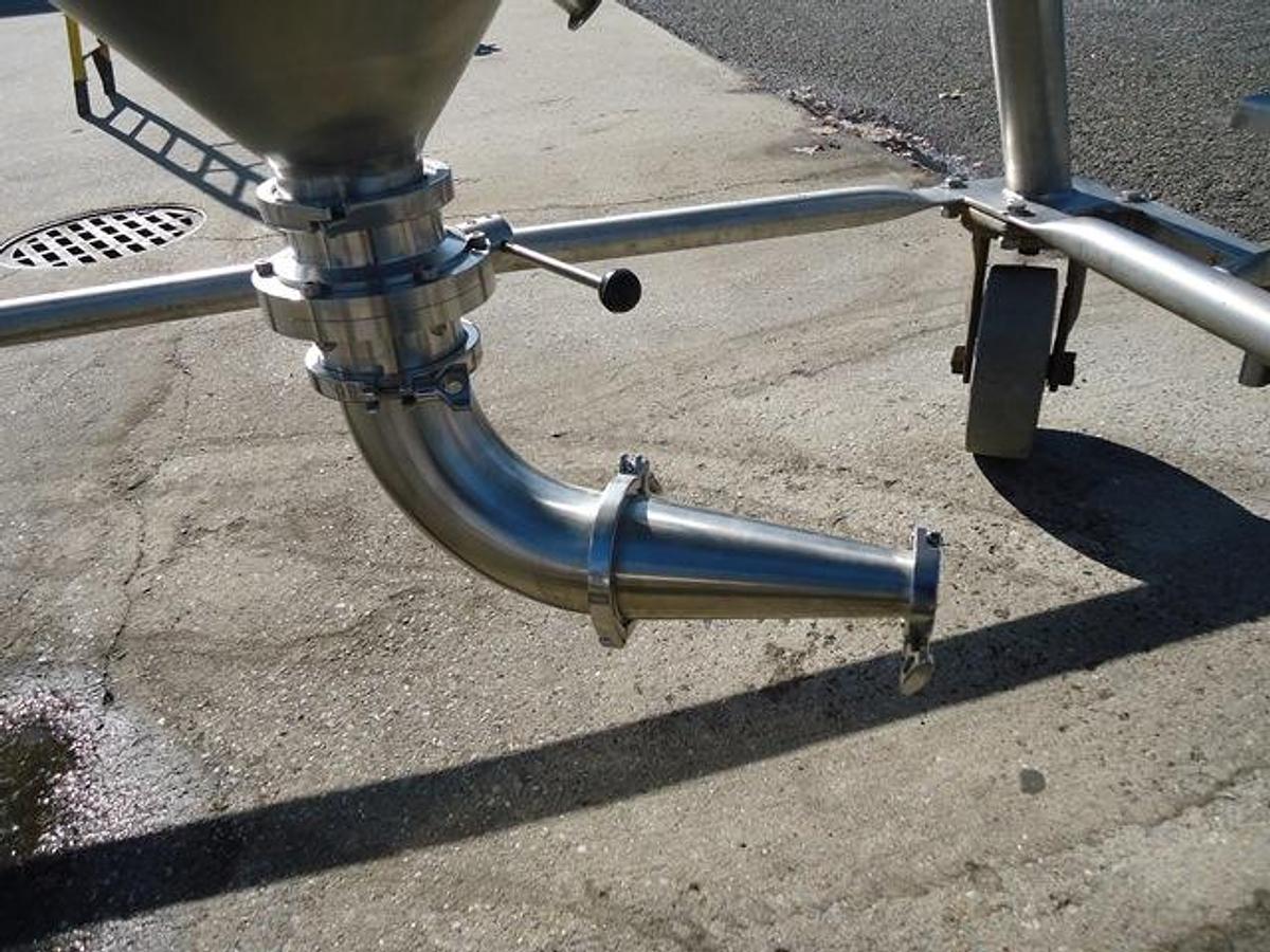 Used 600 Gallon Hicks Equipment Portable Cone Bottom Tank, 316L Stainless