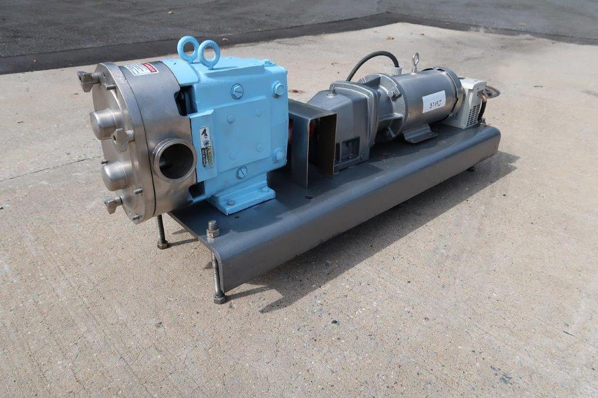 Used Waukesha 130 Stainless Positive Displacement Pump, 5 HP Motor