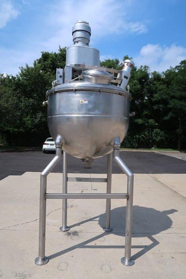 Used 250 Gallon Groen 316 SS Triple Motion Closed Pressure Mixing Kettle, 100 PSI Jacket