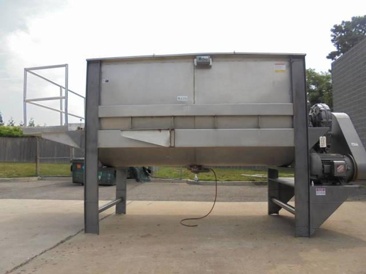 Used 200 Cu.Ft. Stainless Steel Double Ribbon Blender, 40 HP