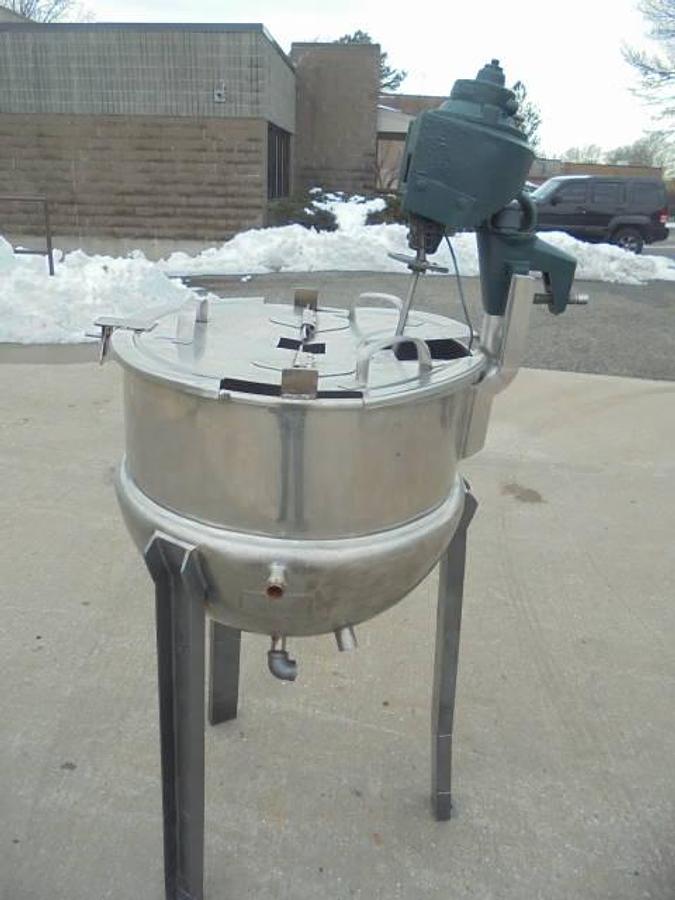 Used 30 Gallon Lee Stainless Steel Hemispherical Kettle, 40 PSI Jacket