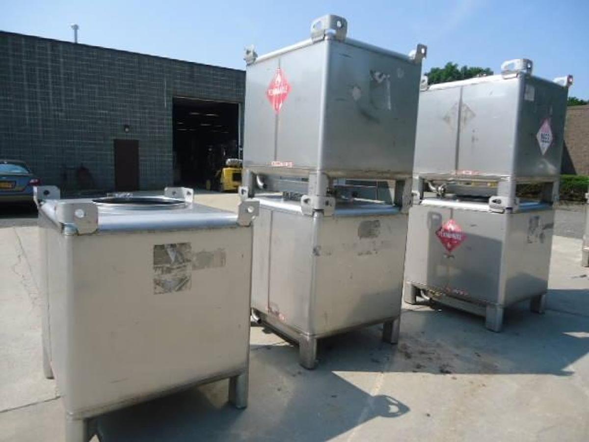 Used 350 Gallon Custom Metalcraft/Transtore stainless totes, (5)