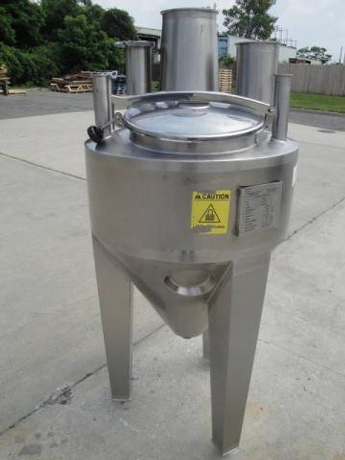 Used 50 Gallon Regev 304l Ss Cone Bottom “Flash” Tank
