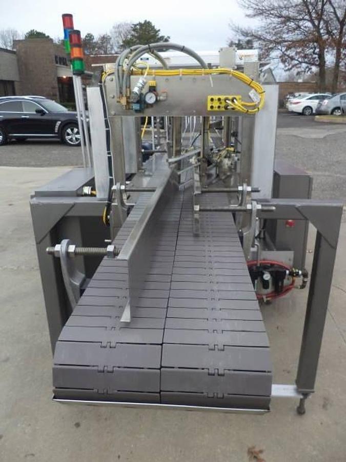Used Hamrick Model 360 Drop Type Case Packer, Stainless Steel Cabinetry