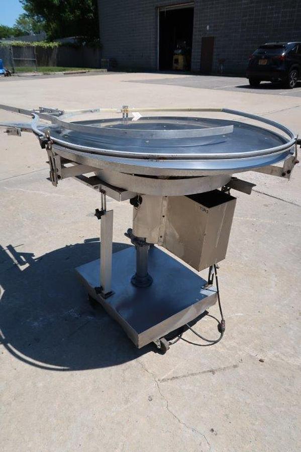 Used 42 In. Diameter Stainless Steel Rotary Unscrambling/Accumulating Table, Single Phase