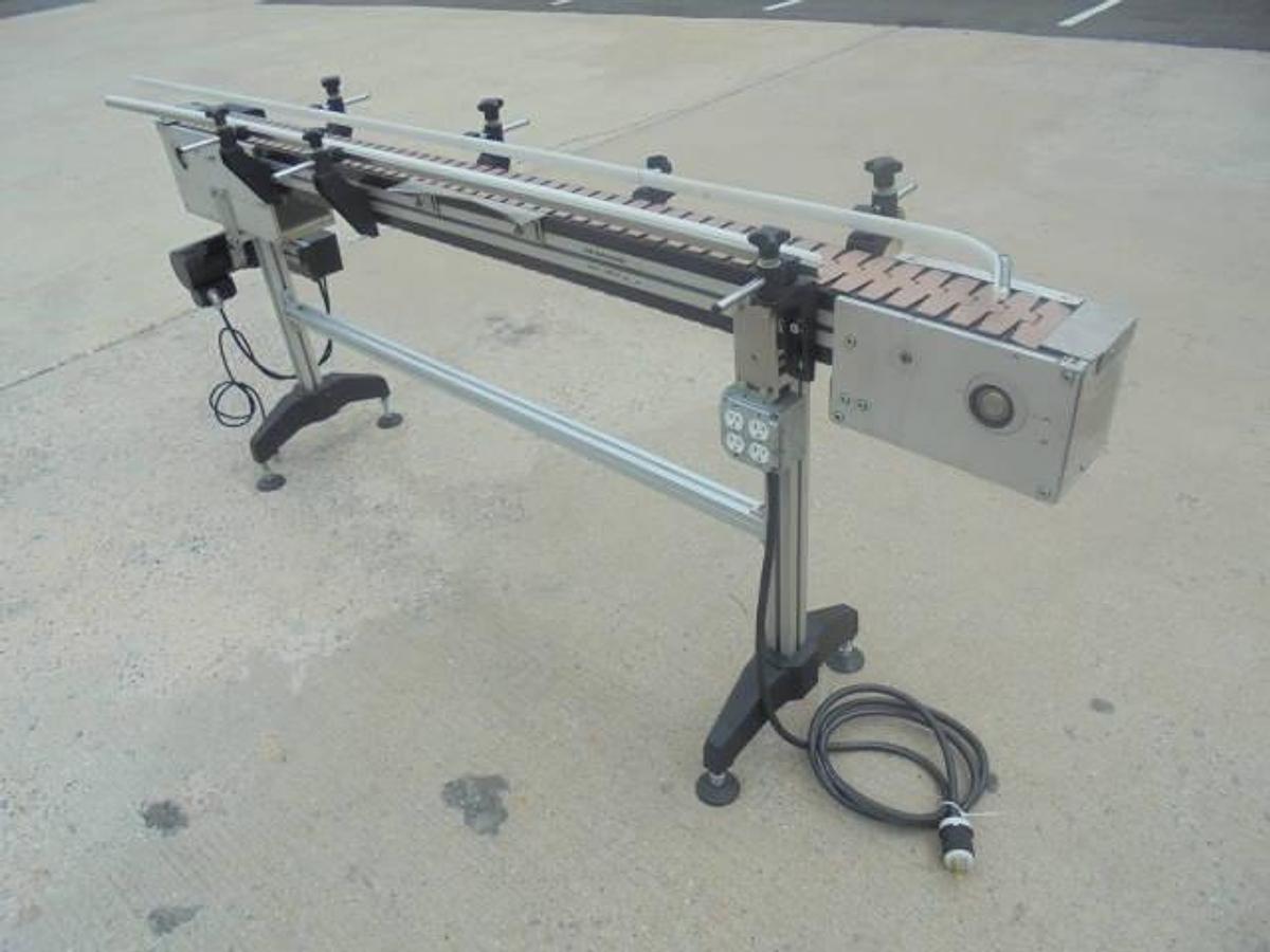 Used MK Automation 4-1/2 In. X 90 In. Long Bottle Conveyor, Variable Speed