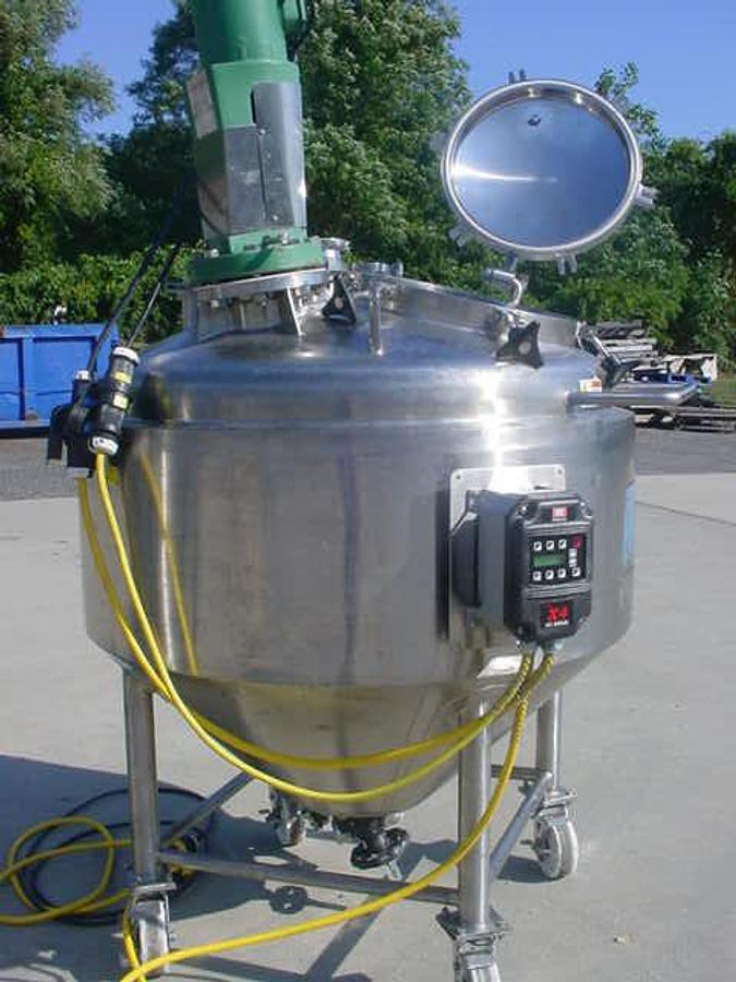 Used 150 Gallon (lee) R.a.s. Jacketed Agitated Pressure Kettle, Cone Bottom, 316 Stainless Steel