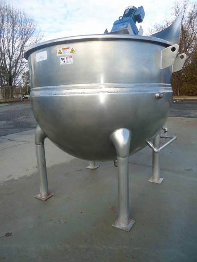 Used 350 Gallon 316 Stainless Steel Jacketed Inclined Agitated Mix Kettle