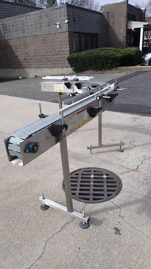 Used Kaps-All 90 Degree Stainless Steel Bottle Conveyor