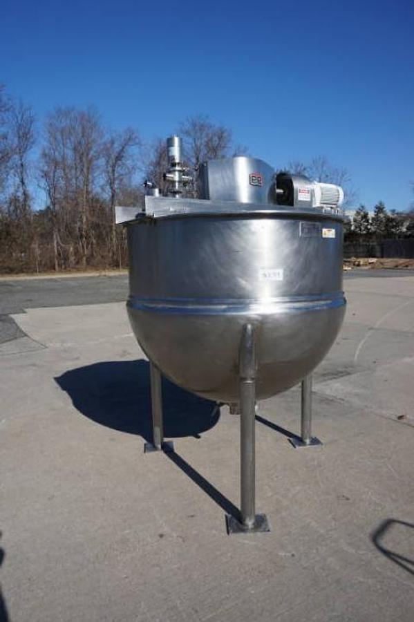 Used 500 Gallon Lee 316 Stainless Double Motion Kettle, 125 PSI Jacket