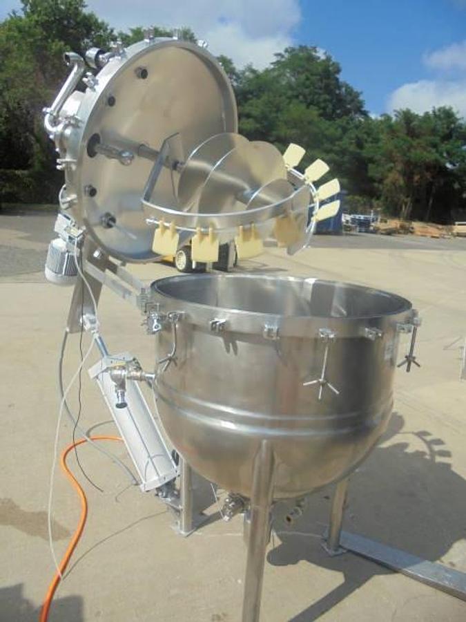 Used 100 Gallon Lee Dual Agitated Vacuum Kettle/Reactor, Tilt Out Agitation