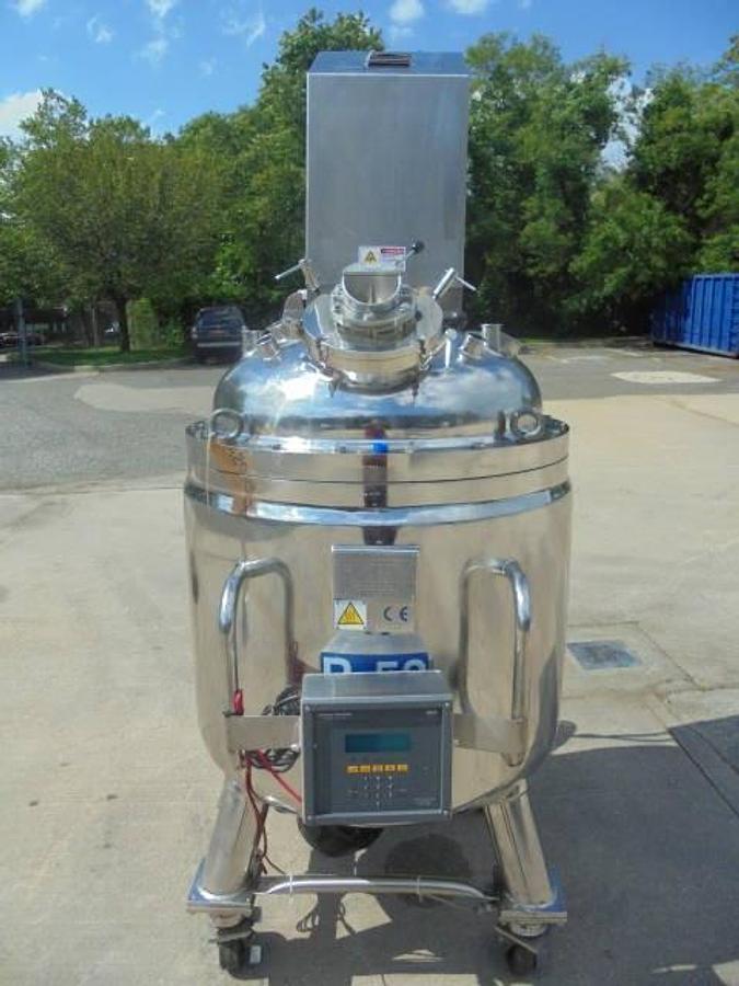 Used 80 Gallon Olsa 316L Stainless Steel Jacketed Double Motion Sanitary Kettle/Reactor, Vacuum