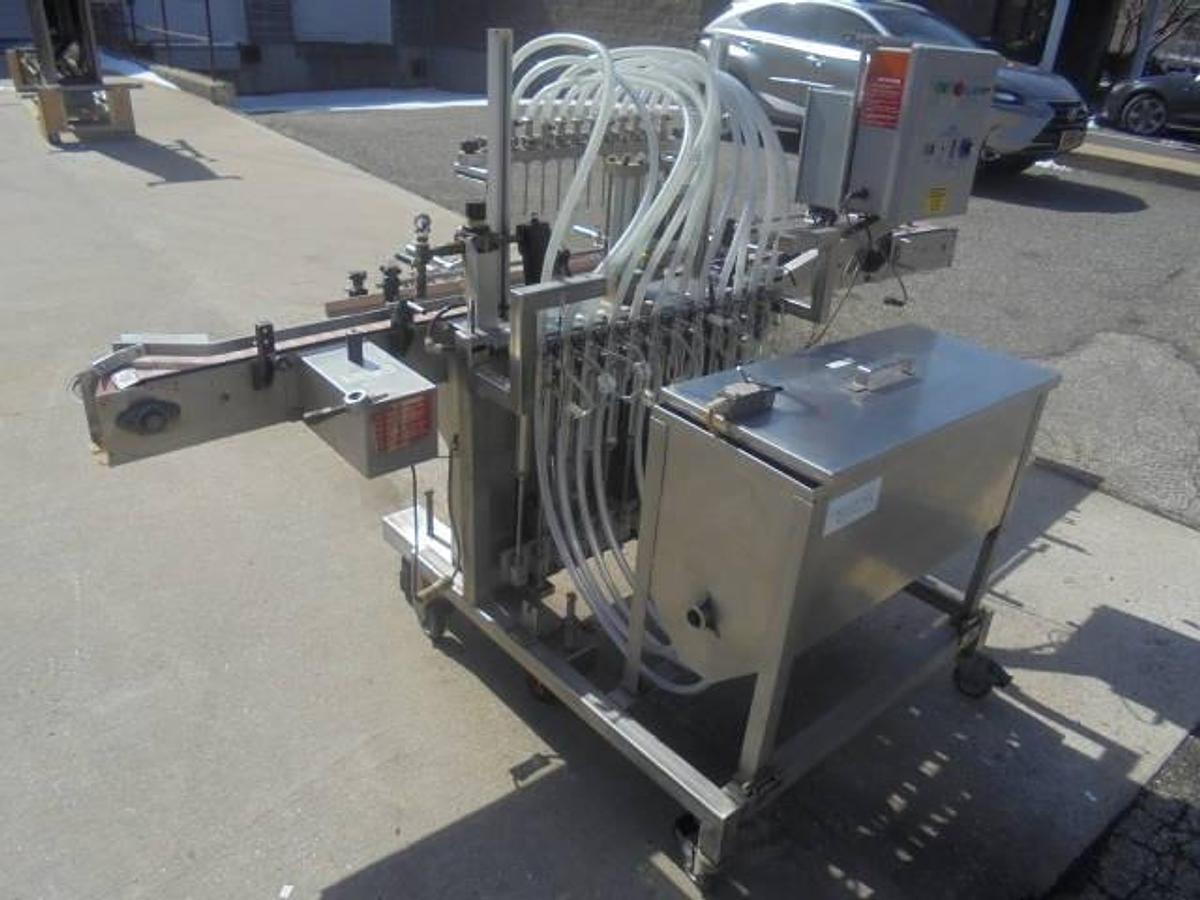 Used Kaps-All 12 Piston Inline Automatic Filling Machine