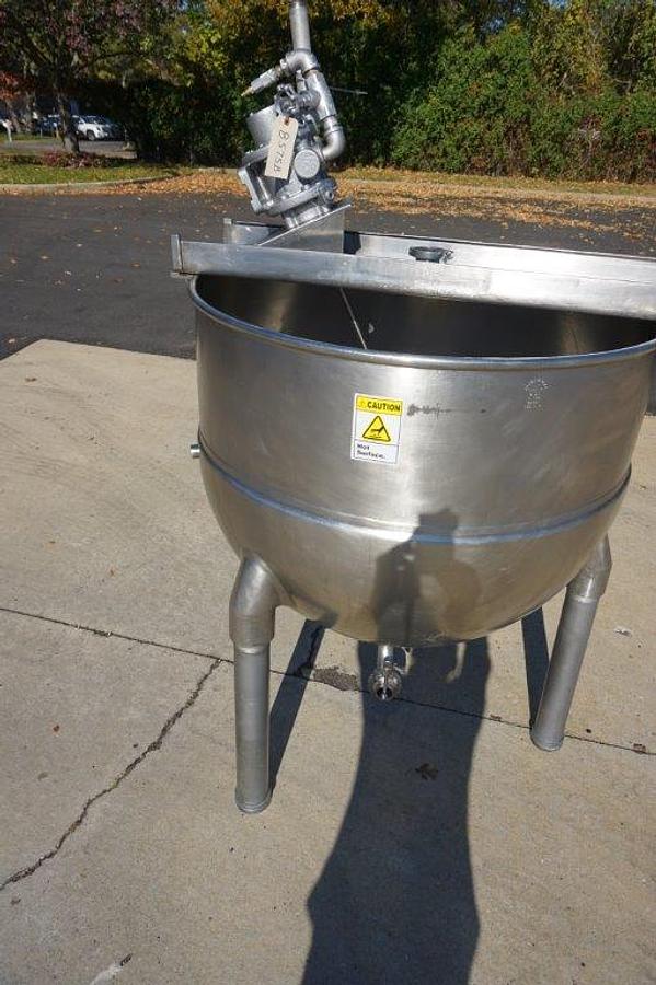 Used 150 Gallon Groen Stainless Hemispherical Kettle, 100 PSI Jacket