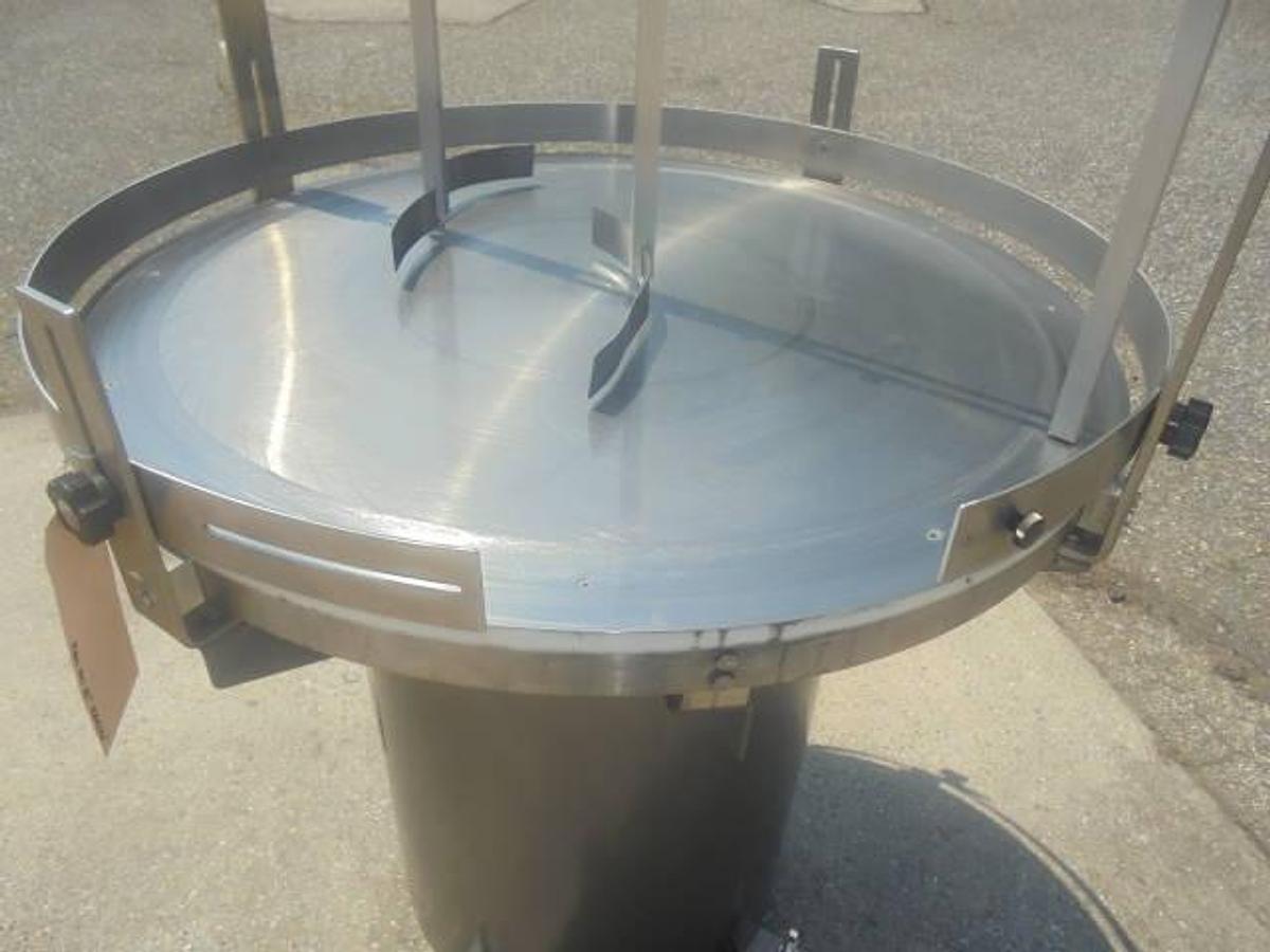 Used 36 In. Kaps-All Stainless Steel Rotary Unscrambling/Accumulating Table
