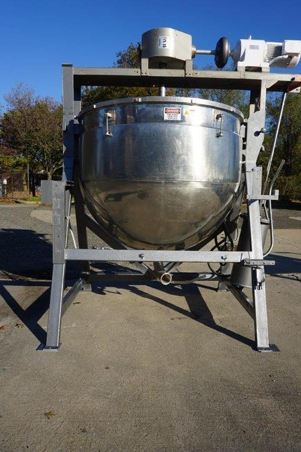 Used 500 Gallon Lee Stainless Double Motion Scraper Kettle, Tilt Out agitation