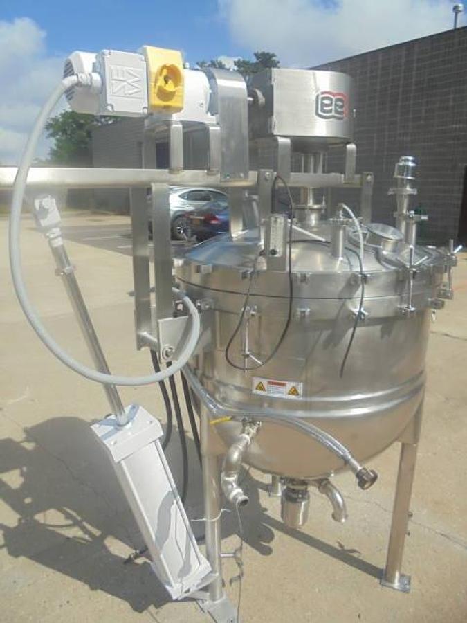 Used 100 Gallon Lee Double Motion Jacketed Vacuum Kettle/Reactor, Tilt Out Agitation