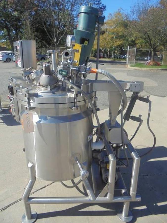 Used 50 Gallon Cherry Burrell 316SS Mix Kettle/Reactor, Tilt Out Agitation