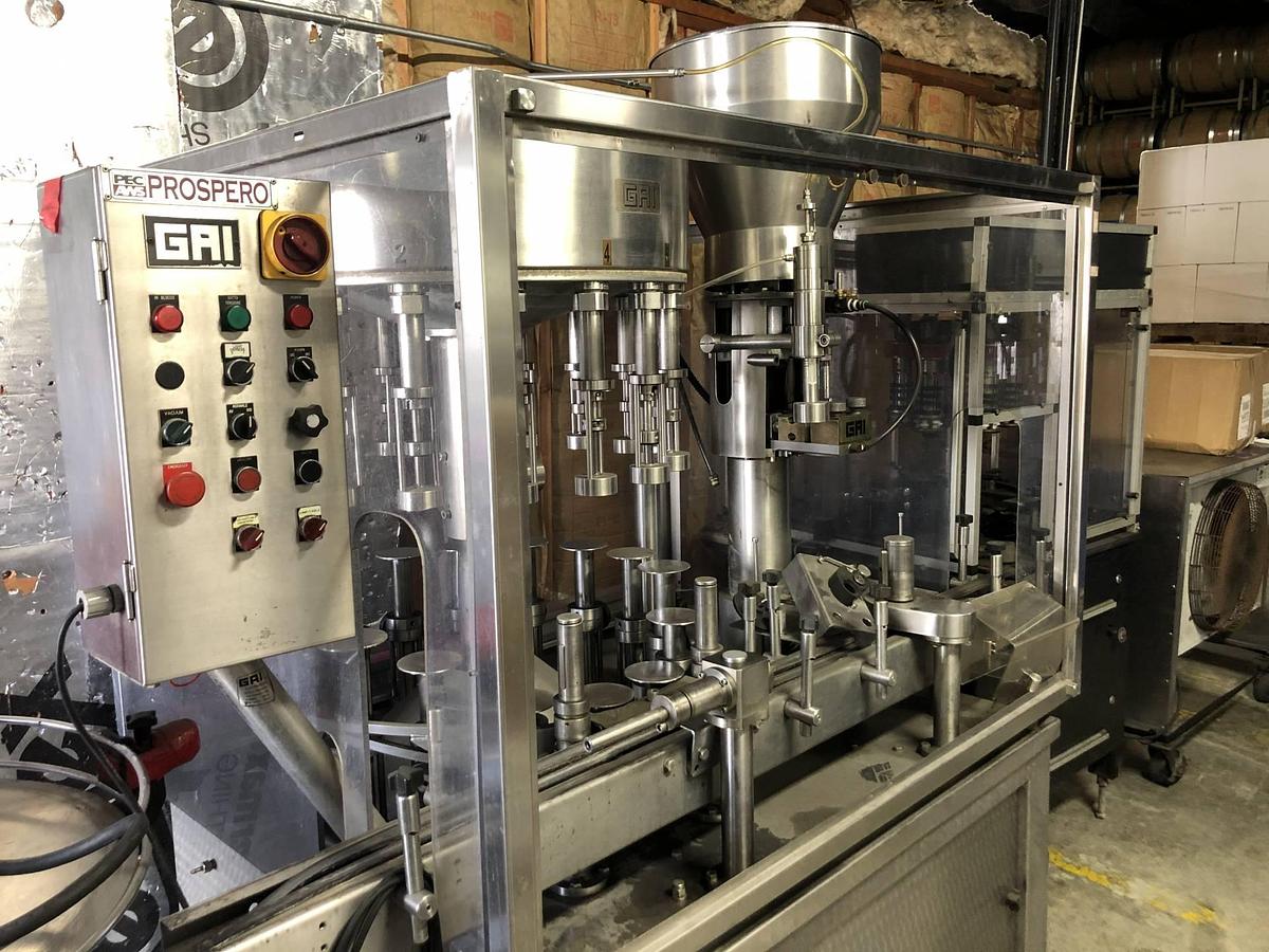 Used GAI 3000 Monoblock Filling and Corking Wine Bottling Line