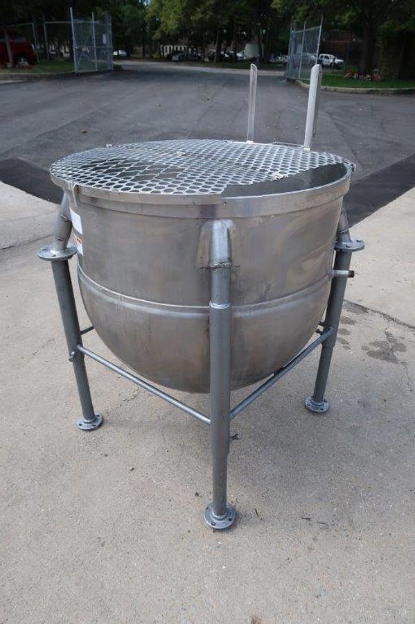Used 100 Gallon Groen Stainless Hemispherical Kettle, 125 PSI Jacket