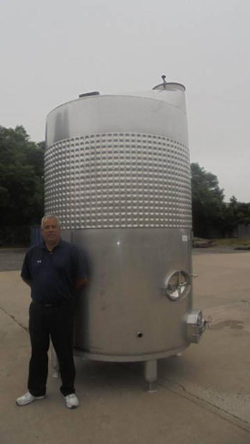 Used 1,980 Gal Criveller Stainless Steel Dimple Jacketed Vertical Sanitary Tank