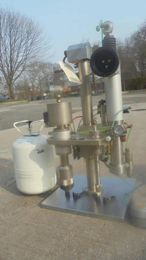 Used Pamasol Aerosol Combination Gasser & Crimper, Foot Pedal Operation