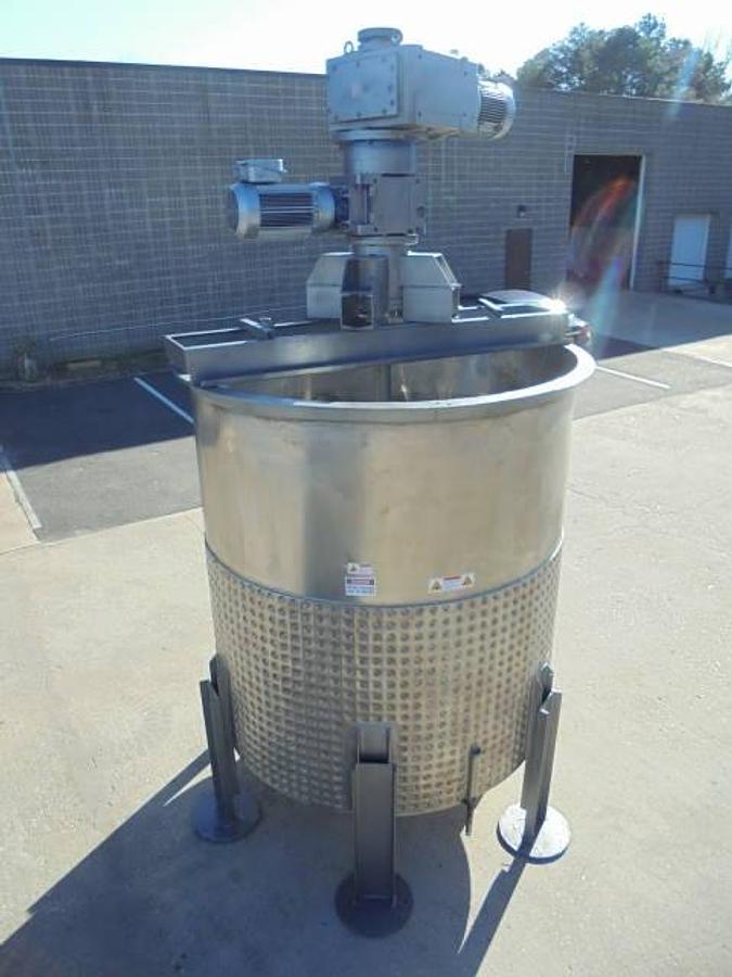 Used 1,500 Gallon 316 Stainless Dimple Jacketed Scraper Agitated tank with Secondary Agitation