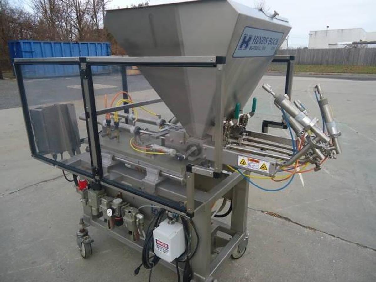 Used Hinds Bock 4p-04 Four Head Filler/Depositer, Stainless Steel