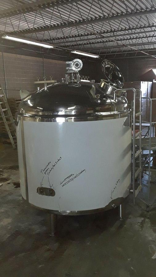 Used 1,200 Gallon Stainless Steel Jacketed Mix Tank, Manufactured 2016