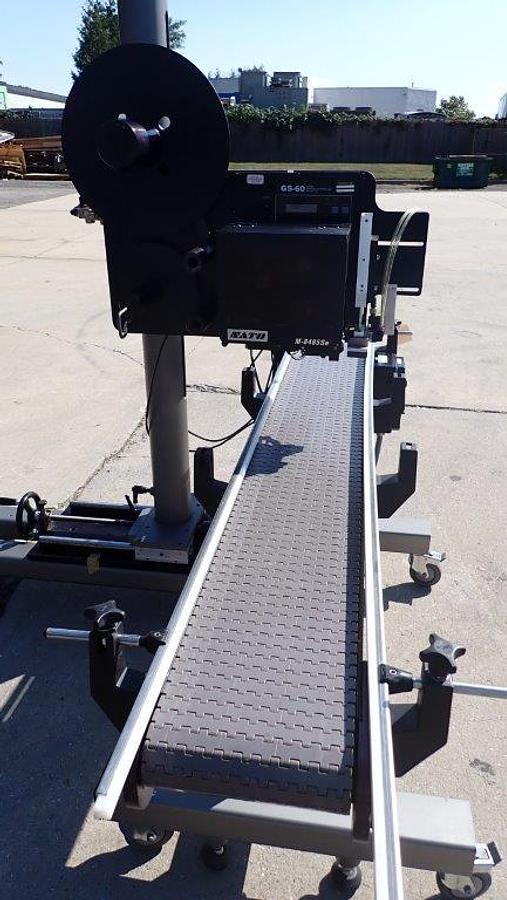 Used Action Packaging System Auto Top Labeler, w/Conveyor