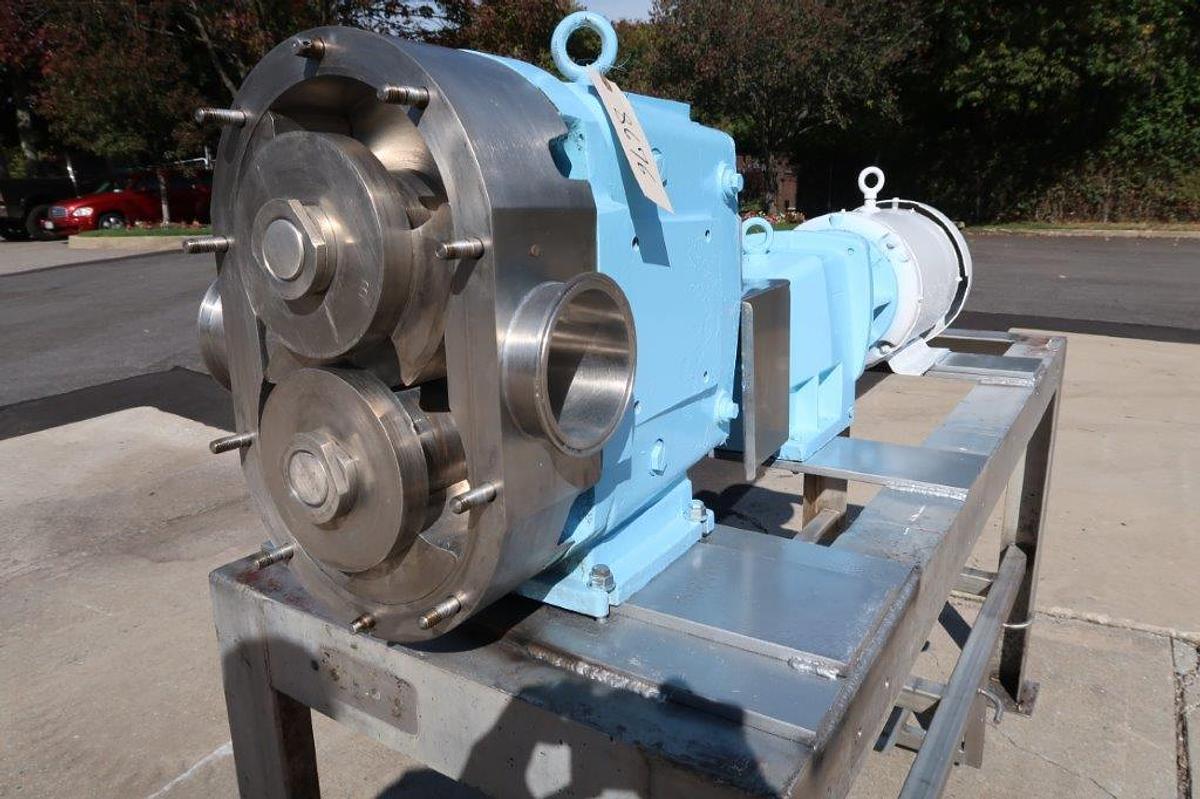 Used Waukesha Model 220 SS Positive Displacement Pump,  4 In.Tri-Clamp Ports, 15 HP Varispeed