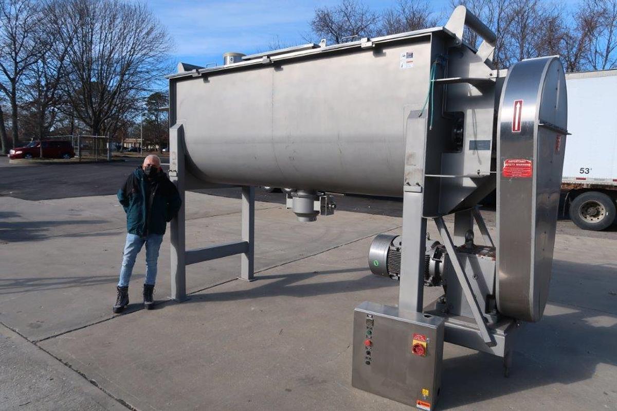 Used 120 Cu. Ft. A&M Process 316 Stainless Double Ribbon Blender, 40HP