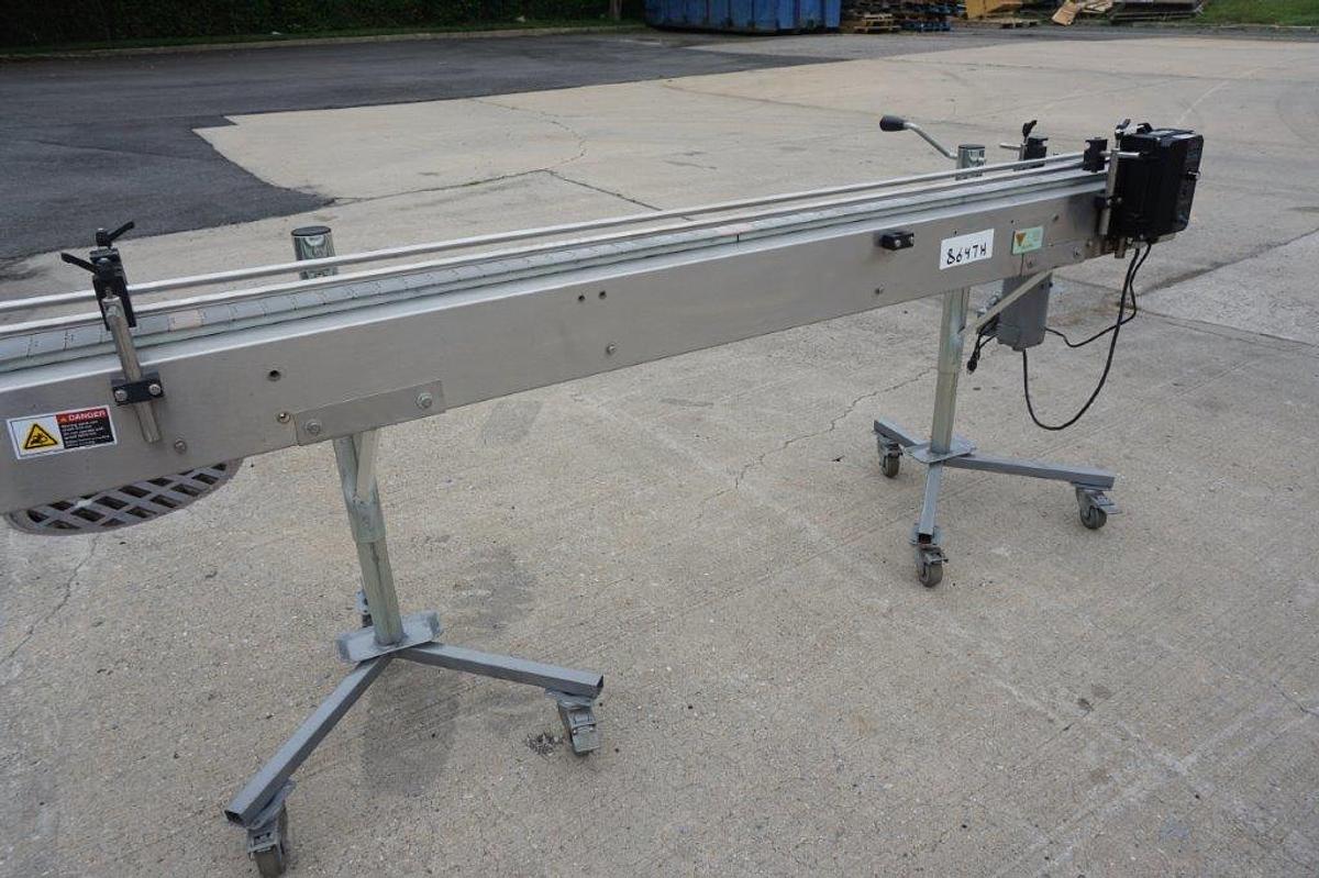 Used AFI 8 Ft. Long Motorized Bottle Conveyor