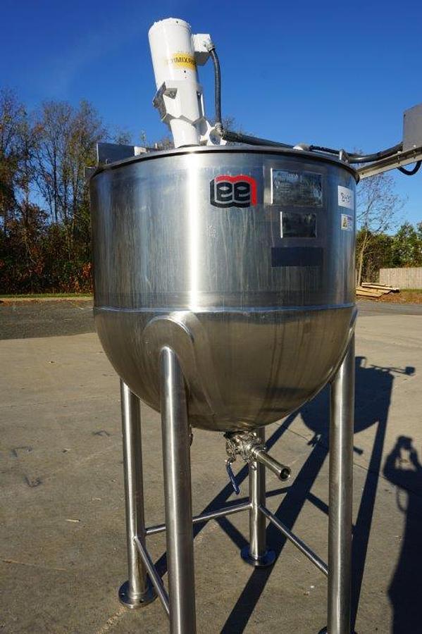 Used 100 Gallon Lee Type 316 SS Hemispherical Kettle, 90 PSI Jacket