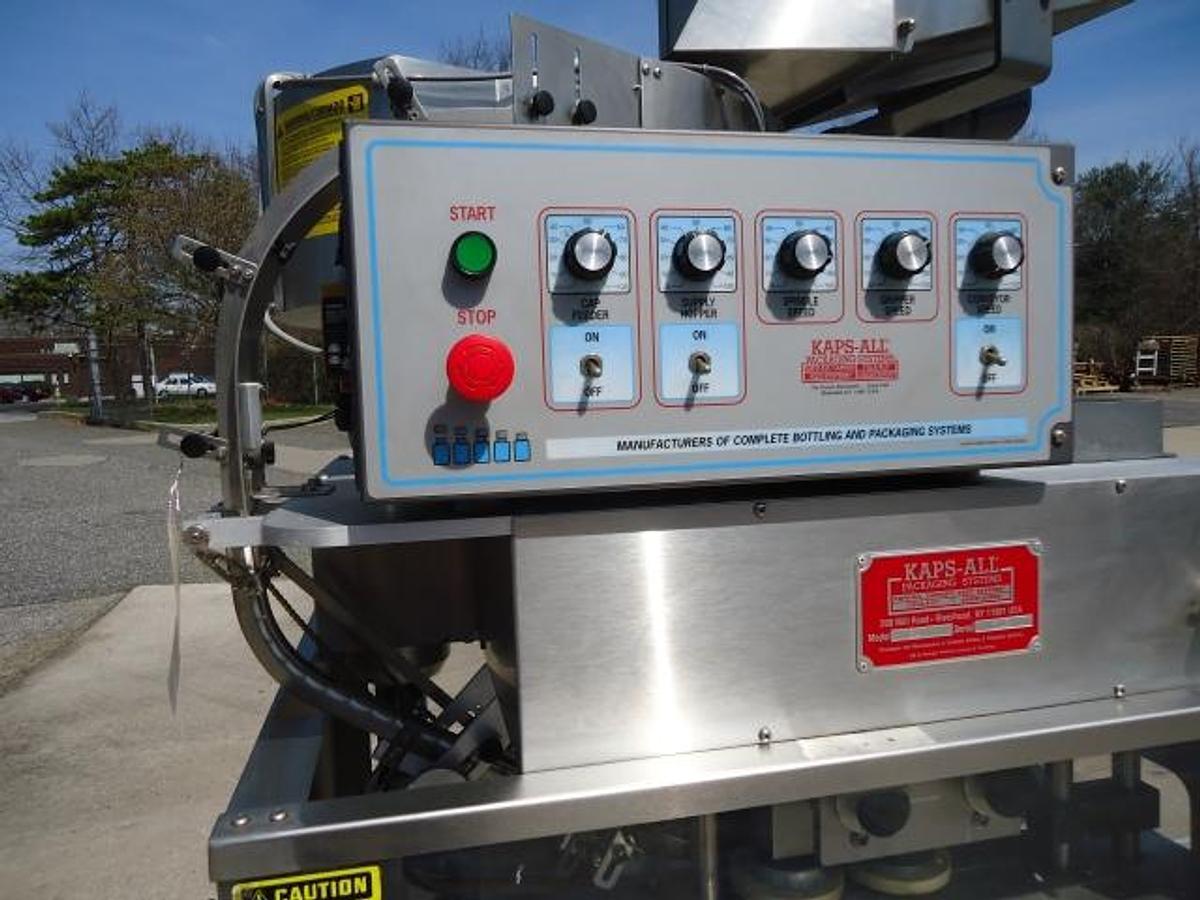 Used Kaps-All E4 Four Spindle Automatic Screw Capper, 80 Per Minute