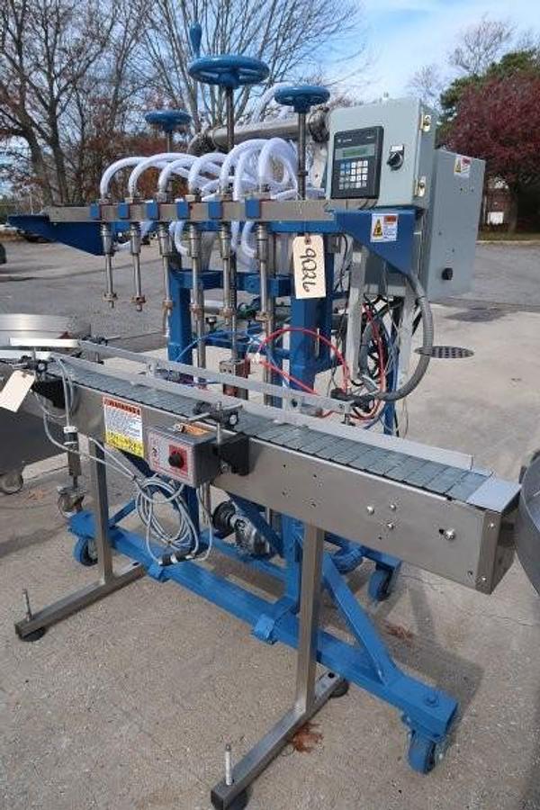 Used Simplex Inline Pressure Gravity Automatic Liquid Filling Machine